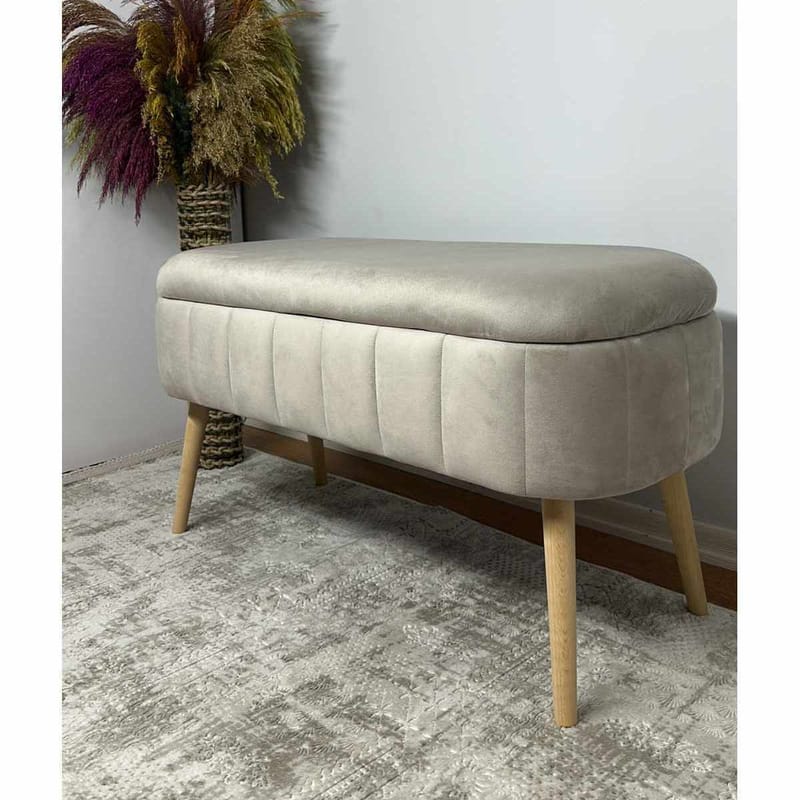 Puff med oppbevaring Atelier Del Sofa Oslo Babyface (90 x 46 x 35 cm) Beige - Møbler - Stoler & lenestoler - Krakk - Puff