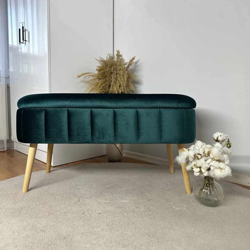 Puff med oppbevaring Atelier Del Sofa Oslo Babyface (90 x 46 x 35 cm) Emerald - Møbler - Stoler & lenestoler - Krakk - Puff