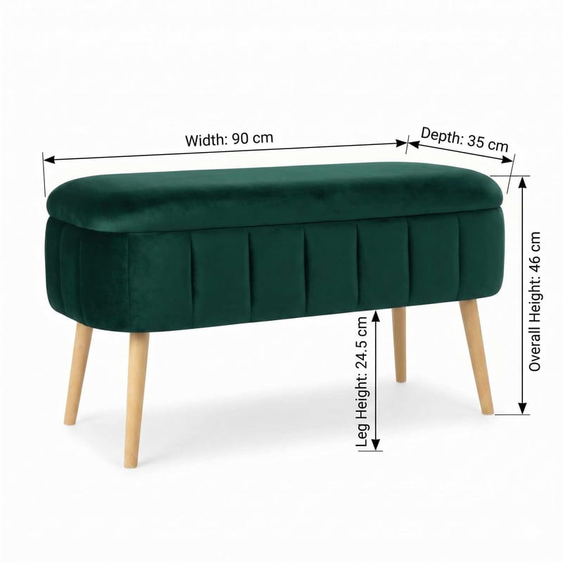 Puff med oppbevaring Atelier Del Sofa Oslo Babyface (90 x 46 x 35 cm) Emerald - Møbler - Stoler & lenestoler - Krakk - Puff