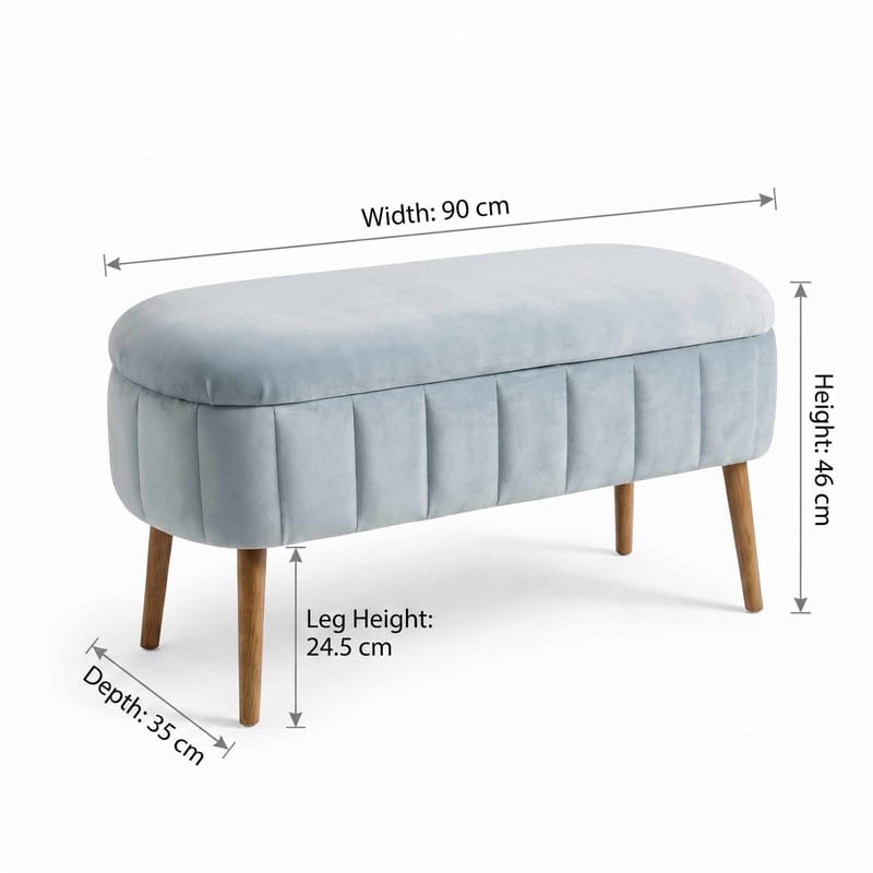 Puff med oppbevaring Atelier Del Sofa Oslo Babyface (90 x 46 x 35 cm) Grå - Møbler - Stoler & lenestoler - Krakk - Puff