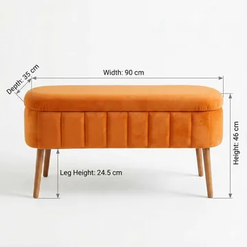 Puff med oppbevaring Atelier Del Sofa Oslo Babyface (90 x 46 x 35 cm) Oransje - Møbler - Stoler & lenestoler - Krakk - Puff - Sittepuff med oppbevaring