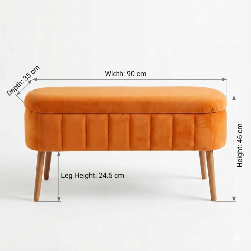 Puff med oppbevaring Atelier Del Sofa Oslo Babyface (90 x 46 x 35 cm) Oransje - Møbler - Stoler & lenestoler - Krakk - Puff