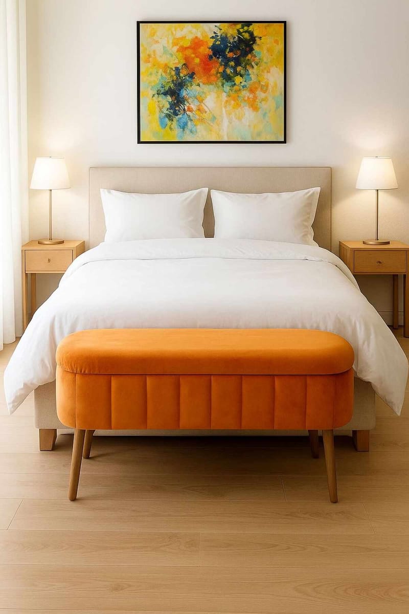 Puff med oppbevaring Atelier Del Sofa Oslo Babyface (90 x 46 x 35 cm) Oransje - Møbler - Stoler & lenestoler - Krakk - Puff