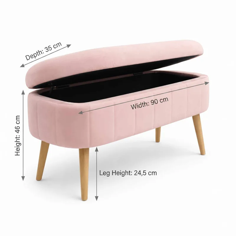 Puff med oppbevaring Atelier Del Sofa Oslo Babyface (90 x 46 x 35 cm) Rosa - Møbler - Stoler & lenestoler - Krakk - Puff