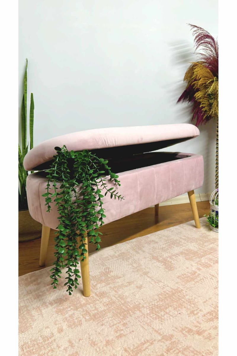 Puff med oppbevaring Atelier Del Sofa Oslo Babyface (90 x 46 x 35 cm) Rosa - Møbler - Stoler & lenestoler - Krakk - Puff