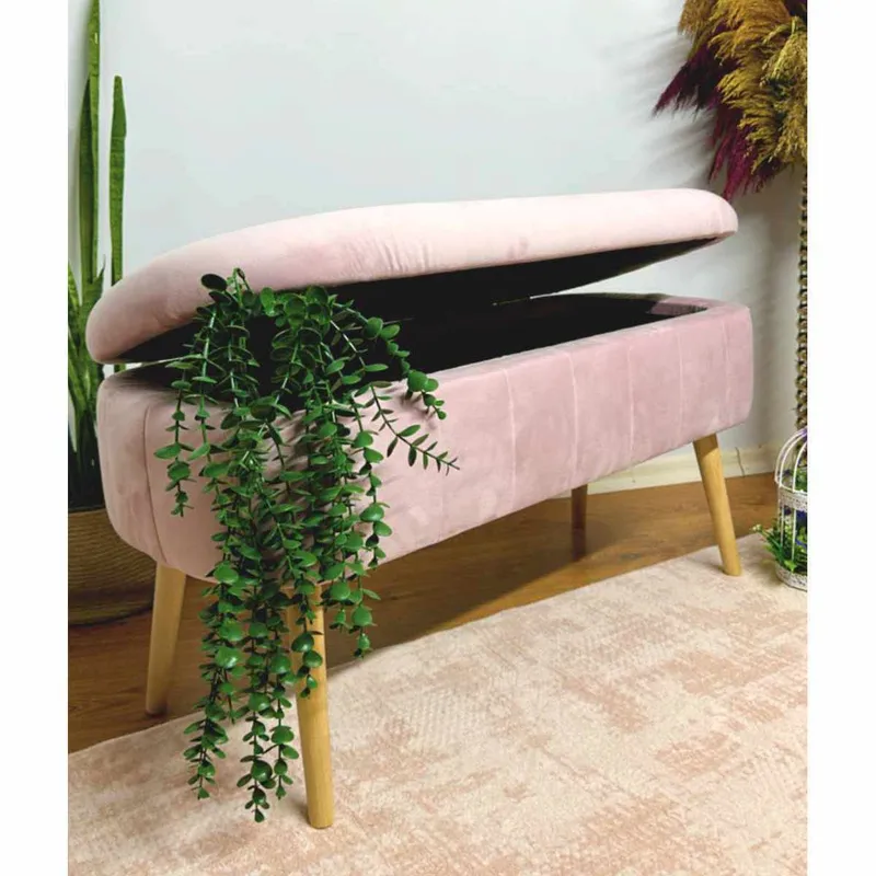 Puff med oppbevaring Atelier Del Sofa Oslo Babyface (90 x 46 x 35 cm) Rosa - Møbler - Stoler & lenestoler - Krakk - Puff