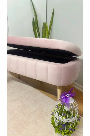 Puff med oppbevaring Atelier Del Sofa Oslo Babyface (90 x 46 x 35 cm) Rosa - Møbler - Stoler & lenestoler - Krakk - Puff - Sittepuff med oppbevaring