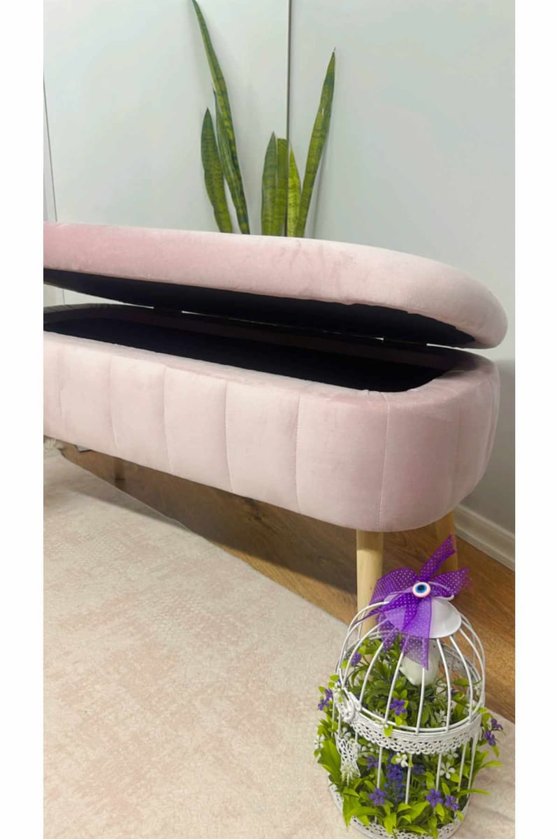 Puff med oppbevaring Atelier Del Sofa Oslo Babyface (90 x 46 x 35 cm) Rosa - Møbler - Stoler & lenestoler - Krakk - Puff