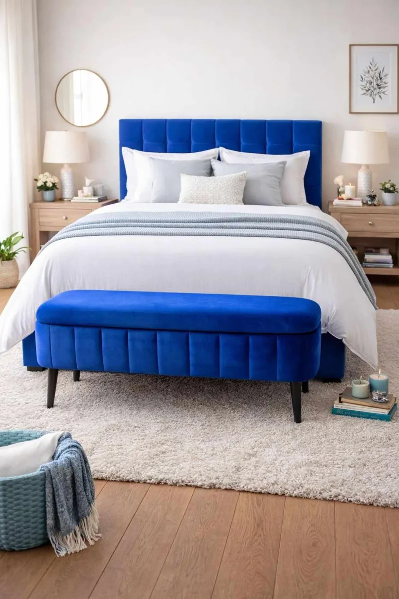Puff med oppbevaring Atelier Del Sofa Oslo Babyface (90 x 46 x 35 cm) Sax Blue - Møbler - Stoler & lenestoler - Krakk - Puff