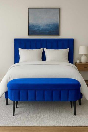 Puff med oppbevaring Atelier Del Sofa Oslo Babyface (90 x 46 x 35 cm) Sax Blue - Møbler - Stoler & lenestoler - Krakk - Puff - Sittepuff med oppbevaring