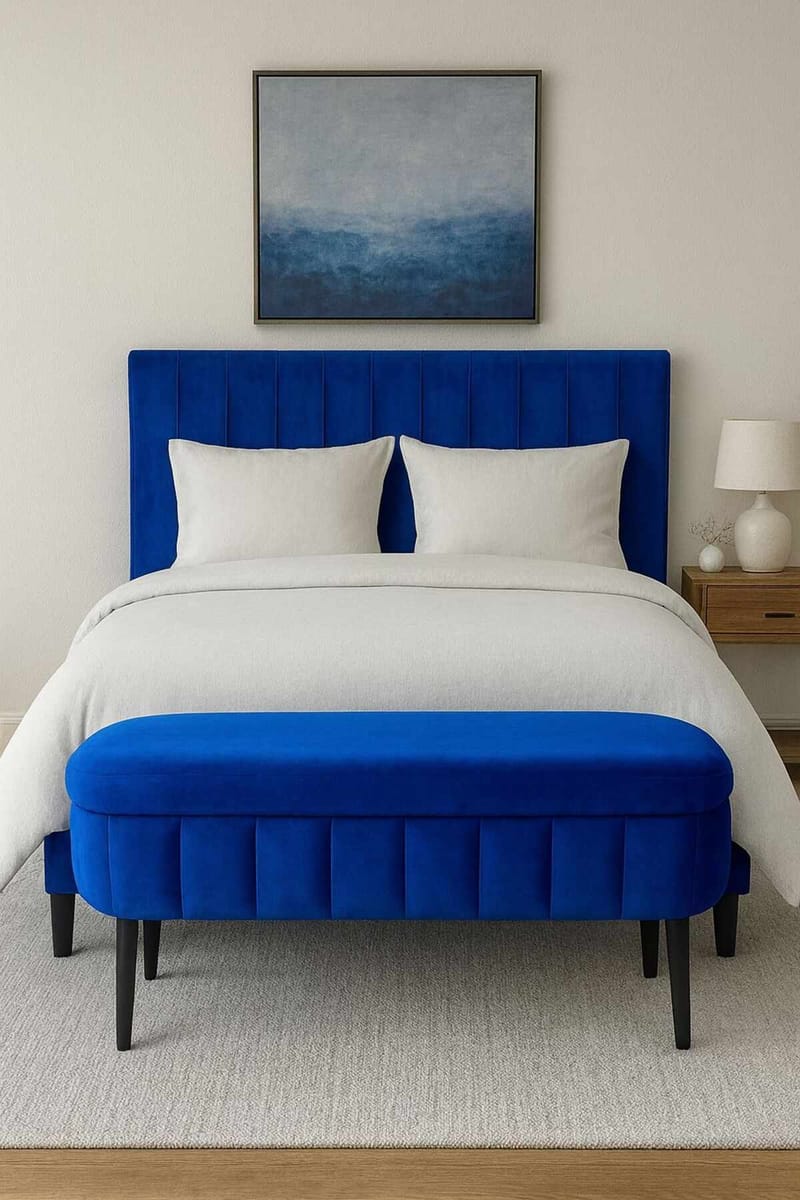 Puff med oppbevaring Atelier Del Sofa Oslo Babyface (90 x 46 x 35 cm) Sax Blue - Møbler - Stoler & lenestoler - Krakk - Puff
