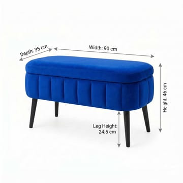 Puff med oppbevaring Atelier Del Sofa Oslo Babyface (90 x 46 x 35 cm) Sax Blue - Møbler - Stoler & lenestoler - Krakk - Puff - Sittepuff med oppbevaring