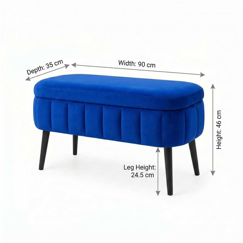 Puff med oppbevaring Atelier Del Sofa Oslo Babyface (90 x 46 x 35 cm) Sax Blue - Møbler - Stoler & lenestoler - Krakk - Puff