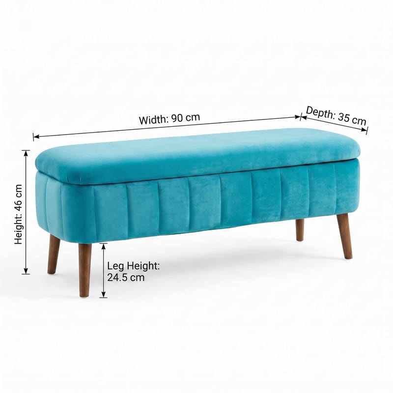 Puff med oppbevaring Atelier Del Sofa Oslo Babyface (90 x 46 x 35 cm) Turkis - Møbler - Stoler & lenestoler - Krakk - Puff
