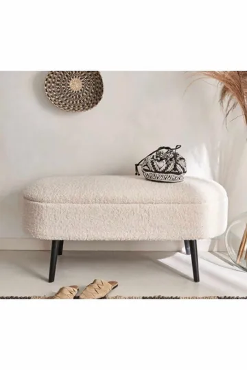 Puff med oppbevaring Atelier Del Sofa Oslo Wellsoft (90 x 46 x 35 cm) Hvit svart - Møbler - Stoler & lenestoler - Krakk - Puff - Sittepuff med oppbevaring