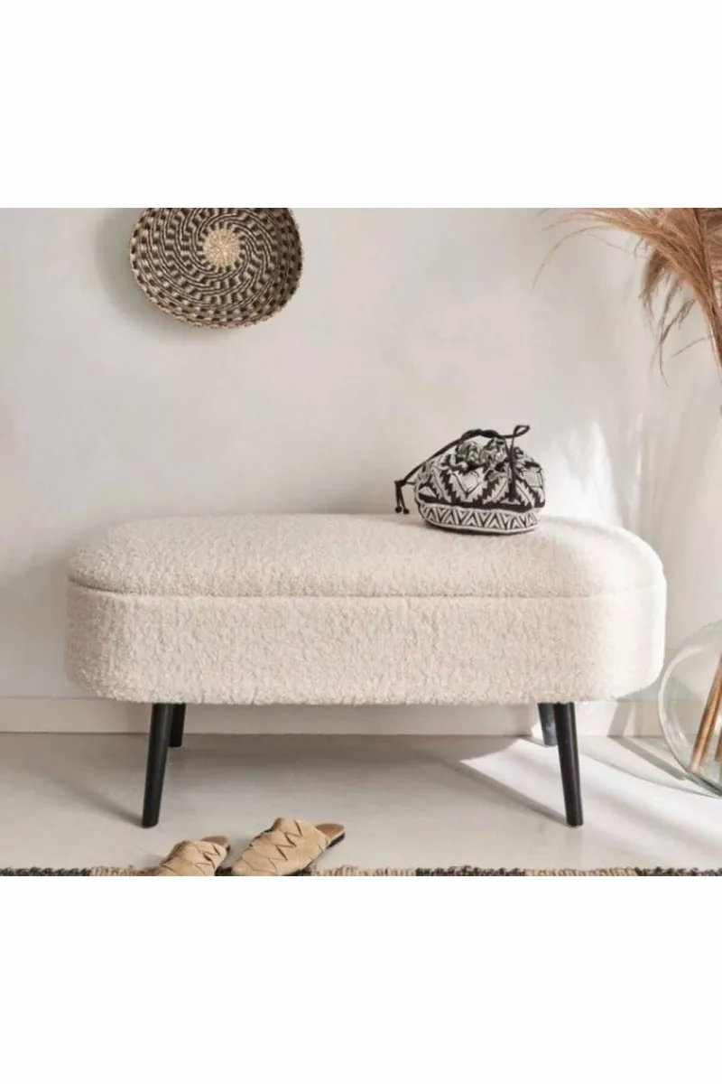 Puff med oppbevaring Atelier Del Sofa Oslo Wellsoft (90 x 46 x 35 cm) Hvit svart - Møbler - Stoler & lenestoler - Krakk - Puff