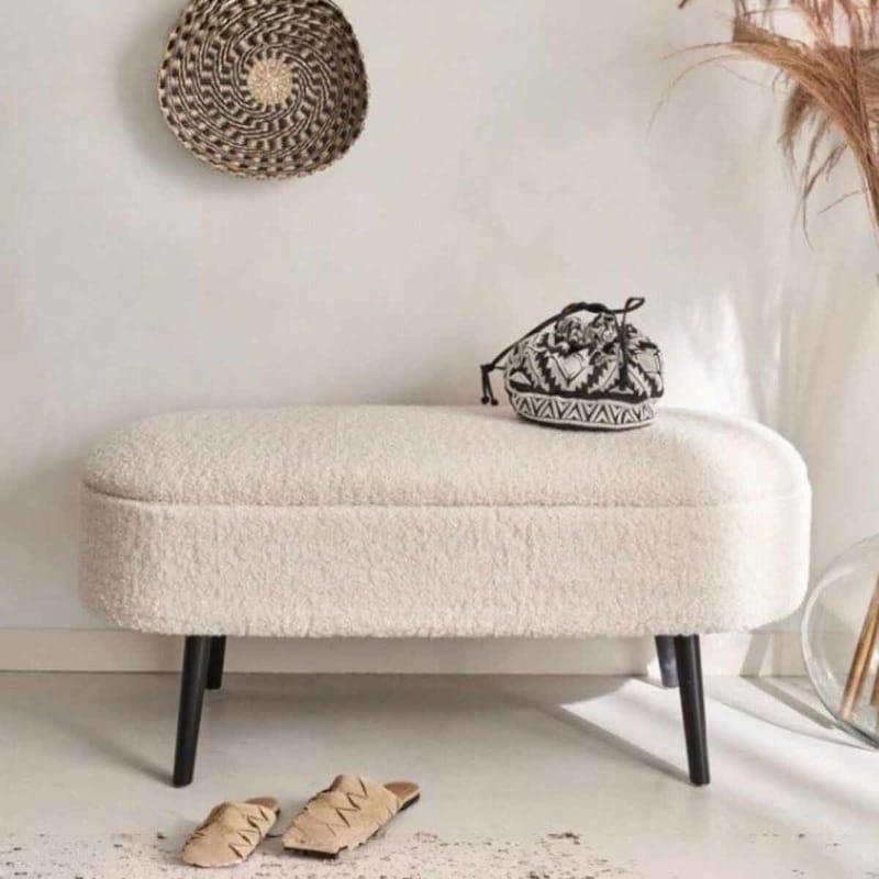 Puff med oppbevaring Atelier Del Sofa Oslo Wellsoft (90 x 46 x 35 cm) Hvit svart - Møbler - Stoler & lenestoler - Krakk - Puff