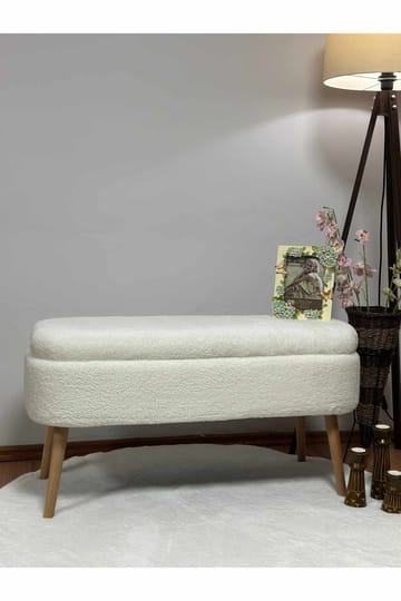 Puff med oppbevaring Atelier Del Sofa Oslo Wellsoft (90 x 46 x 35 cm) Hvit - Møbler - Stoler & lenestoler - Krakk - Puff - Sittepuff med oppbevaring