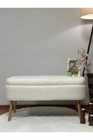Puff med oppbevaring Atelier Del Sofa Oslo Wellsoft (90 x 46 x 35 cm) Hvit - Møbler - Stoler & lenestoler - Krakk - Puff - Sittepuff med oppbevaring
