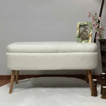 Puff med oppbevaring Atelier Del Sofa Oslo Wellsoft (90 x 46 x 35 cm) Hvit - Møbler - Stoler & lenestoler - Krakk - Puff - Sittepuff med oppbevaring