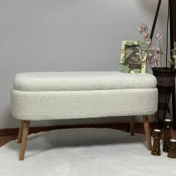 Puff med oppbevaring Atelier Del Sofa Oslo Wellsoft (90 x 46 x 35 cm) Hvit - Møbler - Stoler & lenestoler - Krakk - Puff - Sittepuff med oppbevaring