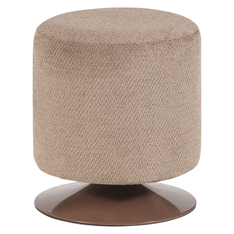 Puff med snurrefot Islen 39 cm rundt, Brun