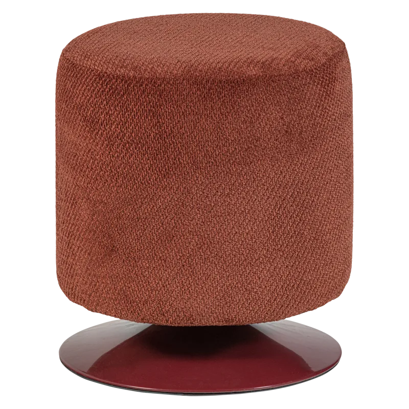 Puff med snurrefot Islen 39 cm rundt, Vinrød