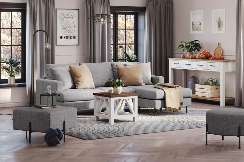Menard Compact Sittepuff 60 cm Kvadratisk - Grå - Møbler - Stoler & lenestoler - Krakk - Puff