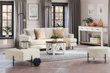 Menard Compact Sittepuff 70 cm Kvadratisk - Hvit - Møbler - Stoler & lenestoler - Krakk - Puff