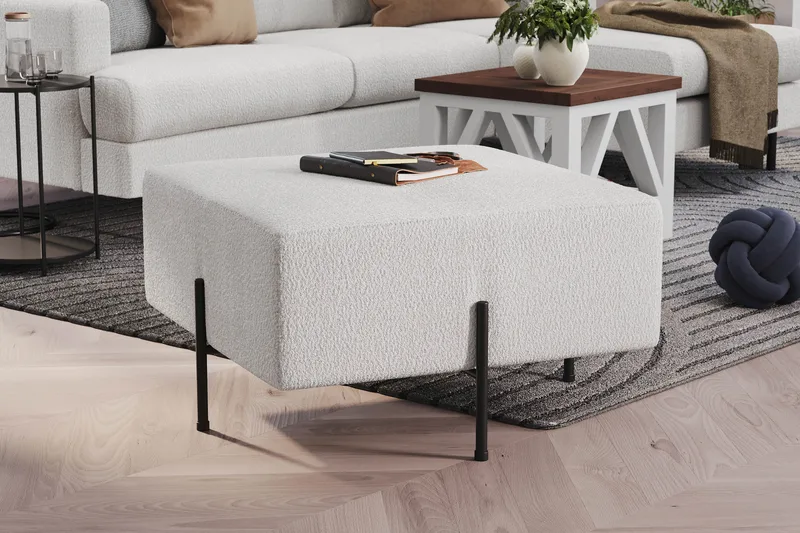 Menard Compact Sittepuff 70 cm Kvadratisk - Hvit - Møbler - Stoler & lenestoler - Krakk - Puff