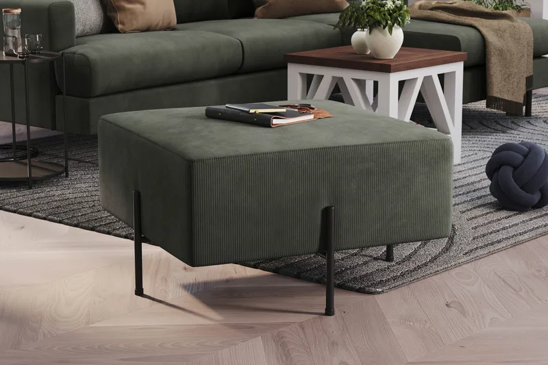 Menard Compact Sittepuff 70 cm Kvadratisk - Mørkegrønn - Møbler - Stoler & lenestoler - Krakk - Puff