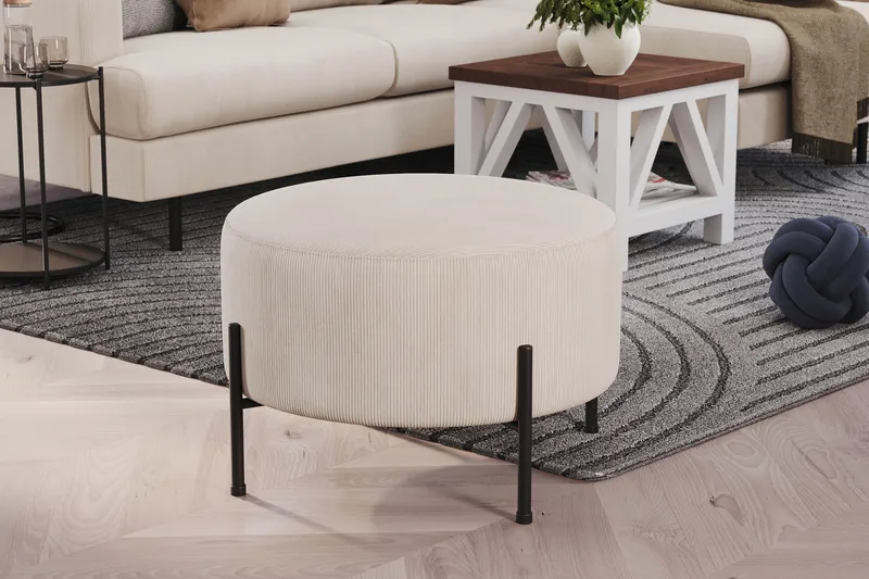 Menard Compact Sittepuff Rund 60 cm - Beige - Møbler - Stoler & lenestoler - Krakk - Puff