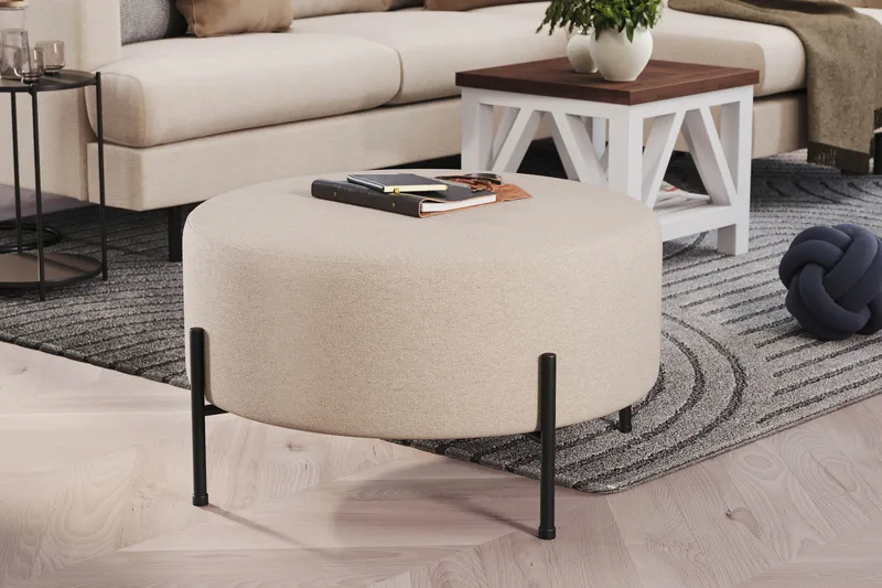 Menard Compact Sittepuff Rund 70 cm - Beige - Møbler - Stoler & lenestoler - Krakk - Puff