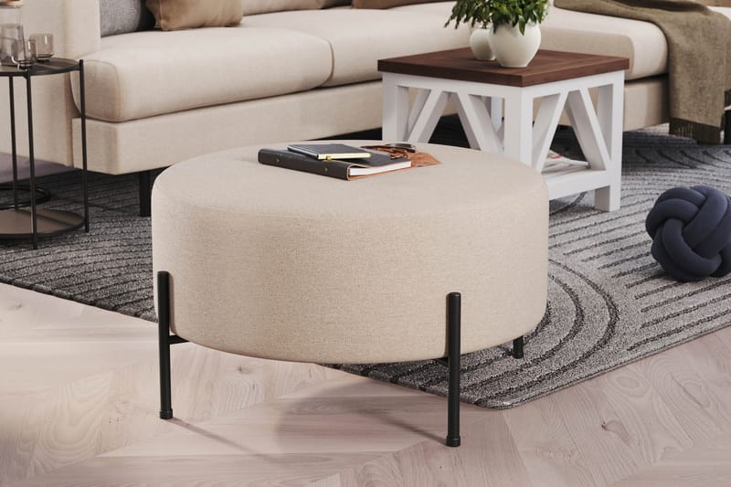Menard Compact Sittepuff Rund 70 cm - Beige - Møbler - Stoler & lenestoler - Krakk - Puff