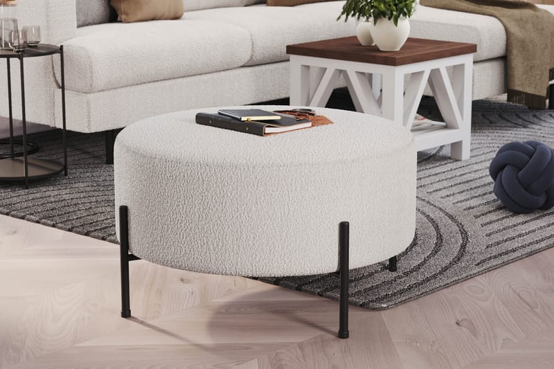 Menard Compact Sittepuff Rund 70 cm - Hvit - Møbler - Stoler & lenestoler - Krakk - Puff