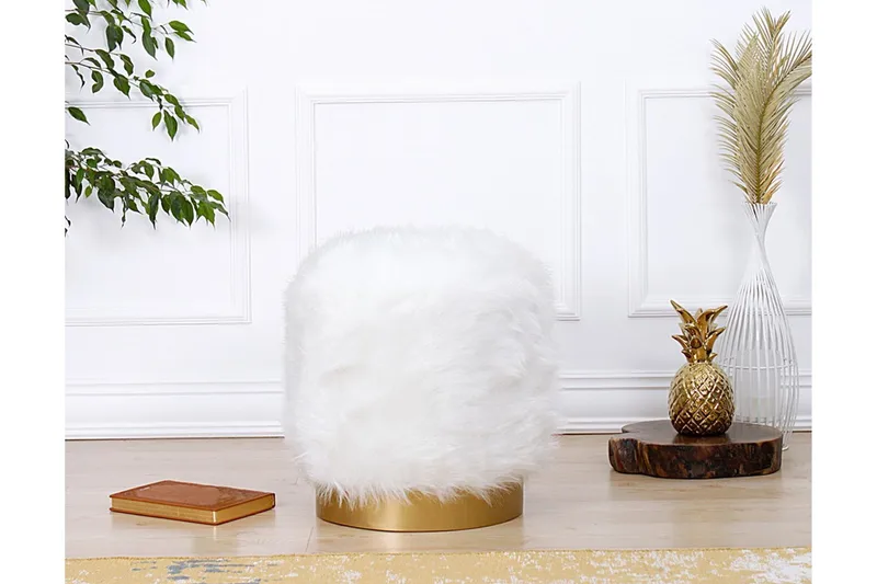 Needles Sittepuff 40 cm - Hvit - Møbler - Stoler & lenestoler - Krakk - Puff