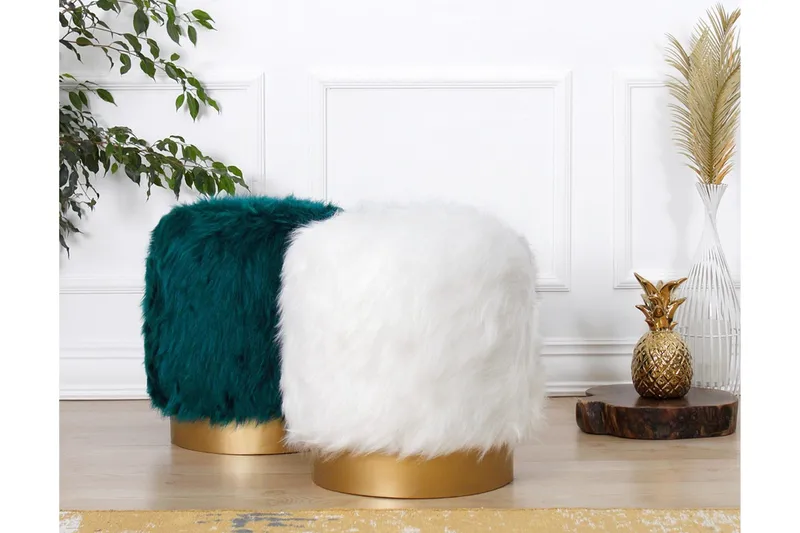 Needles Sittepuff 40 cm - Hvit - Møbler - Stoler & lenestoler - Krakk - Puff