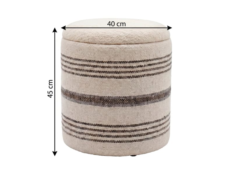 Nirek rund sittepuff med oppbevaring i ullstoff - lys beige - Møbler - Stoler & lenestoler - Krakk - Puff