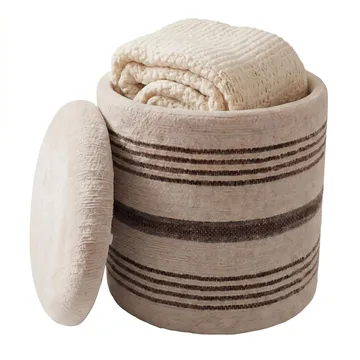 Nirek rund sittepuff med oppbevaring i ullstoff - lys beige - Møbler - Stoler & lenestoler - Krakk - Puff