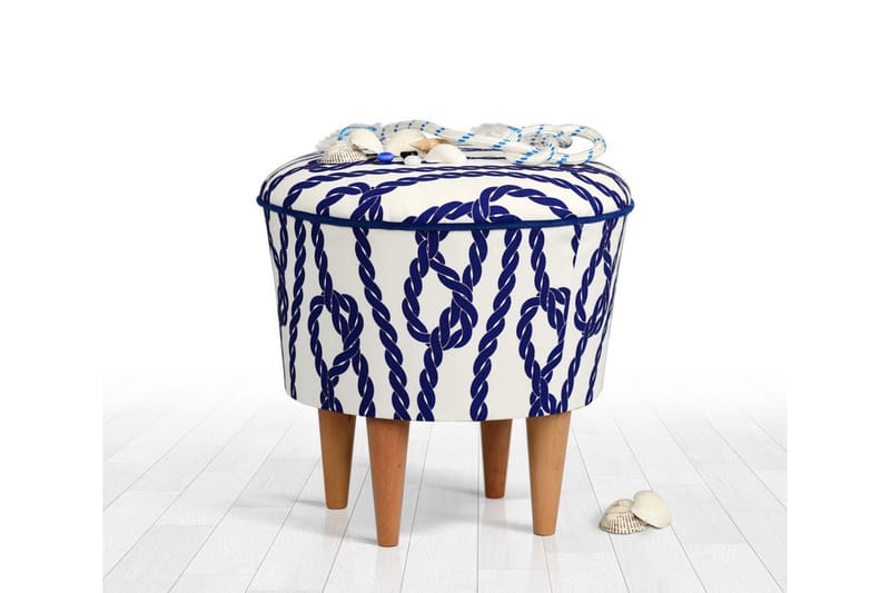 Pradera Sittepuff 42 cm - Blå/Hvit - Møbler - Stoler & lenestoler - Krakk - Puff