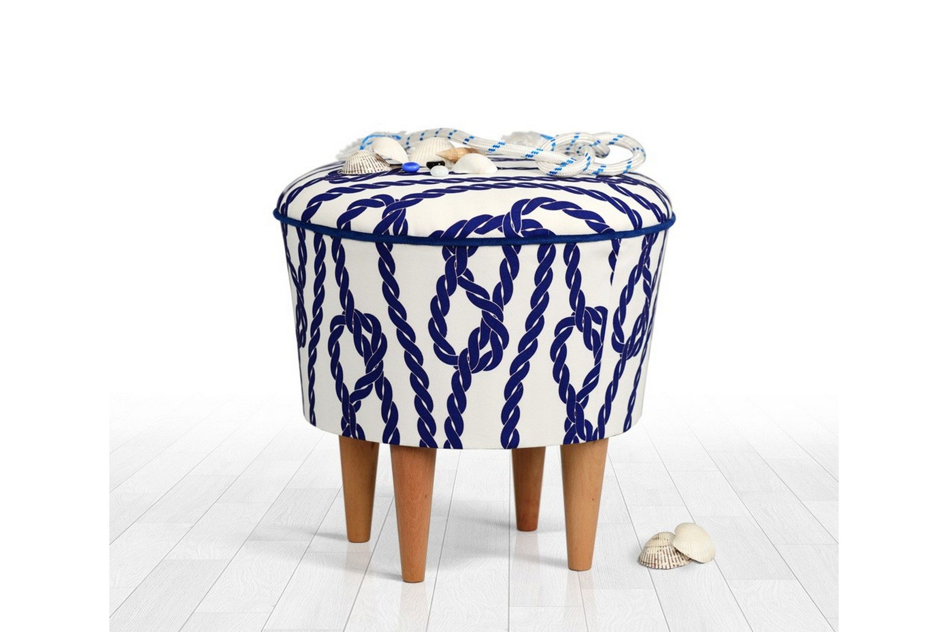 Pradera Sittepuff 42 cm - Blå/Hvit