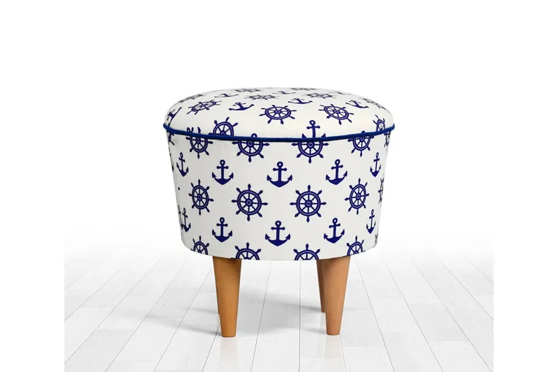 Pradera Sittepuff 42 cm - Hvit/Blå - Møbler - Stoler & lenestoler - Krakk - Puff