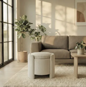 Puff Atelier Del Sofa Cuddle (50 x 46 x 42 cm) beige - Beige - Møbler - Stoler & lenestoler - Krakk - Puff - Sittepuff med oppbevaring