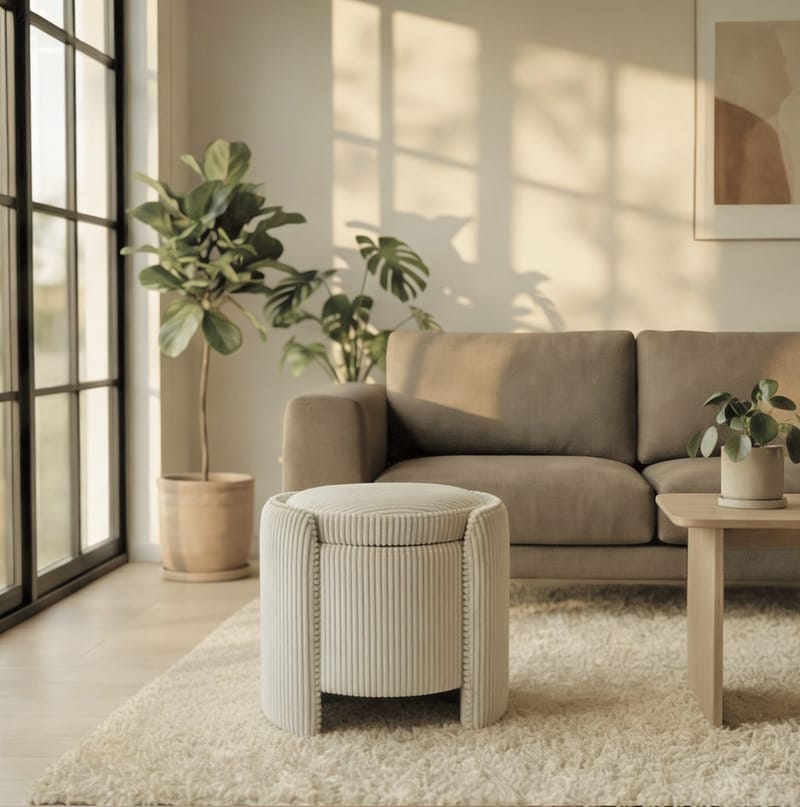 Puff Atelier Del Sofa Cuddle (50 x 46 x 42 cm) beige - Beige - Møbler - Stoler & lenestoler - Krakk - Puff - Sittepuff med oppbevaring