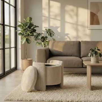 Puff Atelier Del Sofa Cuddle (50 x 46 x 42 cm) beige - Beige - Møbler - Stoler & lenestoler - Krakk - Puff - Sittepuff med oppbevaring