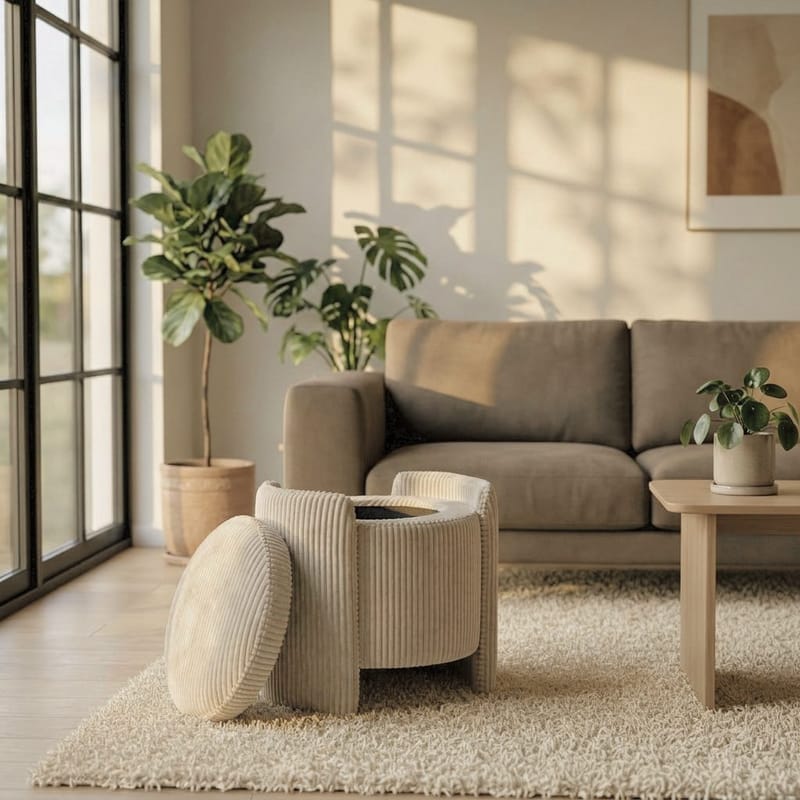 Puff Atelier Del Sofa Cuddle (50 x 46 x 42 cm) beige - Beige - Møbler - Stoler & lenestoler - Krakk - Puff - Sittepuff med oppbevaring