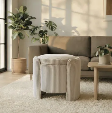 Puff Atelier Del Sofa Cuddle (50 x 46 x 42 cm) beige - Beige - Møbler - Stoler & lenestoler - Krakk - Puff - Sittepuff med oppbevaring