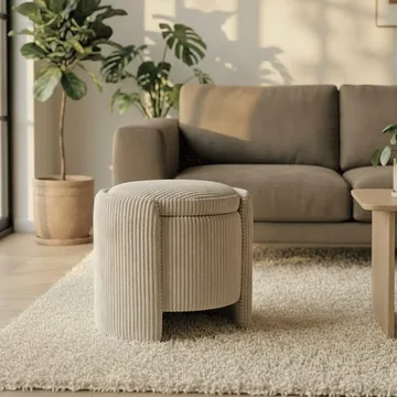 Puff Atelier Del Sofa Cuddle (50 x 46 x 42 cm) beige - Beige - Møbler - Stoler & lenestoler - Krakk - Puff - Sittepuff med oppbevaring