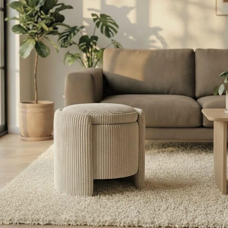 Puff Atelier Del Sofa Cuddle (50 x 46 x 42 cm) beige - Beige - Møbler - Stoler & lenestoler - Krakk - Puff - Sittepuff med oppbevaring