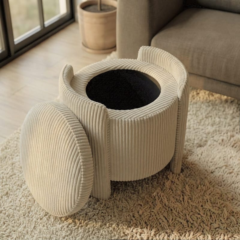 Puff Atelier Del Sofa Cuddle (50 x 46 x 42 cm) beige - Beige - Møbler - Stoler & lenestoler - Krakk - Puff - Sittepuff med oppbevaring
